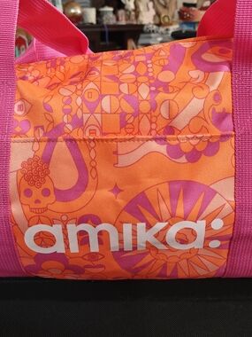 amika Orange and Hot Pink Graphic Printed Tote